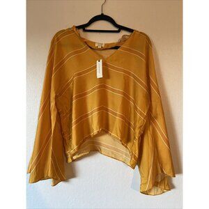 Anthropologie Guapa Yellow/gold Long‎ Sleeve Silk Blouse Size S NWT